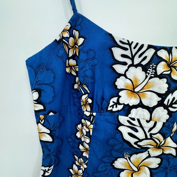 Royal Creations Hawaiian Floral Mini Slip Dress Vintage Plumeria Tropical Hawaii - Picture 3 of 6